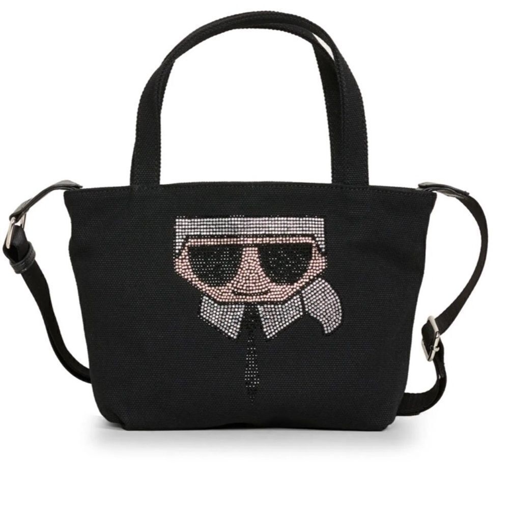 Karl Lagerfeld Black Tote with Embellished Logo